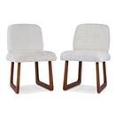 Dining Chair Set of 2, Plush Fabric Upholstered Dining Chairs with Curved Wooden Legs and Beige Fabric,300lbs Capacity