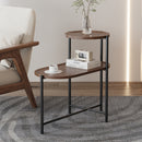 Modern 2-Tier Walnut Brown Coffee Table with Wood Storage Shelf and Metal Frame for Living Room