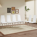 Modern Style Dining Chairs Set of 6 in White, Essential for Minimalist Homes.Meeting Family Dining Needs,PU Material Seat,Silver Metal Legs,Blending into Various Home Environments.W2920P264325
