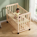 Baby Bassinets Bedside Sleeper - Portable Pine Wood Bedside Bassinet,3 Heights Small Mini Crib with 0.78 inch Mattress,Space-Saving Design Baby Crib for Newborns 0-36 Months