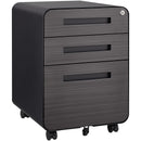 3 Drawer Mobile File Cabinet Under Desk Office, Simple Style Versatile Storage Cabinet for Legal/Letter/A4 Files, 5 Wheel Design Anti-Tilting Cold Rolled Steel Waterproof Moisture-Proof Black