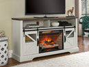 60 Inch Electric Fireplace  Entertainment Center With Door Sensor-Jasmine white color