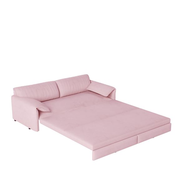 66 ' Queen Pull Out Sofa Bed, 3-in-1 Convertible Sleeper Sofa with Side Storage,Multi-Functional Velvet Loveseat Bed for Living Room,Bedroom,Apartment,Office