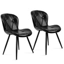 BLACK Faux Leather Upholstered Dining Chair Set of 2 with Metal Legs, Thick Foam Cushion & Ergonomic Backrest