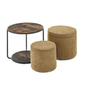 Multi-functional Combination Set Table Ottoman with Drum Stool and Storage Space in Dark Yellow Foam