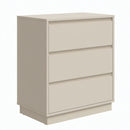 Set of 2, 23.6 Wide Beige Large Modern Wood Nightstand with 3 Drawers, Matte Finish, Engineered Wood, 26.8H