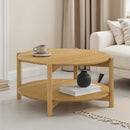 Natural Finish 1pc Coffee Table Open Bottom Shelf Transitional Living Room Furniture