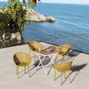 2-Pack Earthy Yellow Modern Lounge Chairs – Indoor/Outdoor All-Weather PP Plastic with Modern folding indoor/outdoor multi-functional square table- PP tabletop with metal legs(White, khaki)