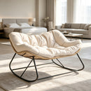 Double Rocking Egg Chair, Oversized Design with Cushion, Indoor Outdoor Furniture  for Backyard, Patio, Garden