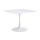 42-inch Mid-Century Modern Pedestal Table, White MDF Top with Metal Legs for Dining or Coffee Use, Fits 4-6 People