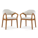 Indoor Dining Chair Set of 2, Beige Chenille Upholstered Armchair with Sturdy Frame, 300lbs Capacity, Ergonomic Curved Backrest