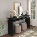 60'' Black Farmhouse Console Table - Retro Wooden Entryway Table with Double Board Suspension Design, Solid Wood & MDF, Sofa Table for Living Room