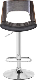 Bentwood Contemporary Modern Stylish Wood Back Adjustable Swivel Bar Stool with Diamond Quilted Finish Curved Seat and Back, Weathered Oak