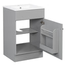 Gray 20' Bathroom Vanity with Ceramic Sink, MDF Cabinet with Door Shelf and Adjustable Interior, Freestanding Design