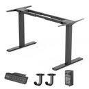 Black Dual-motor electric standing desk frame,Thickened and reinforced desk legs, for home and office, adjustable height and length, built-in powerful 350-lb motors with 3 height memory settings.