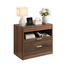 27.55'nightstand With 2-drawers & Open Shelf, Bedside Table With Outlets,end Table With 1 Pull-out Shelf, Bed Side Table with Storage for Bedroom(Walnut)