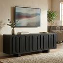 VIBE HAUS 63''  Farmhouse TV Stand for TVs up to 75 Inches, Modern Storage Media Console with Adjustable Shelves & 3 Cable Holes, Wood Decorative Handle Entertainment Center Cabinet for Living Room