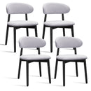 Washed Blue Cotton-Linen Fabric Upholstered Dining Chair with Black Solid Wood Legs, Armless Chair Set of 4 for Kitchen, Restaurant, Living, Meeting Room