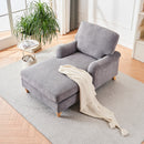 Modern Mid-Century Indoor Oversized Chaise Lounger Comfort Sleeper Sofa with Soild Wood Legs