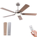 42-Inch Ceiling Fan with Light and Remote Control, Low Profile Modern Ceiling Fan with Light for Bedroom, 5 Blades, Dimmable LED Light, Reversible 6-Speed Motor, Memory Function, Quiet DC Motor