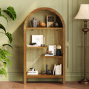4-Tier Arched Top Freestanding Shelf, Asymmetrical Open Storage Cabinet , Wood Display Shelf for Entryway, Living Room, Bedroom, Hallway