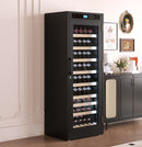 Intelligent Temperature-Controlled Multi-Tiered Black Wood Wine Cabinet