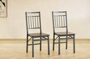 Set of 2 Dining Chairs, Metal & Wood Seat, Folding Retro Modern Style for Dining Room & Kitchen
