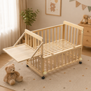Solid Wood Baby Bassinets Wooden Bedside Bassinet Portable Mini Baby Crib 3 Adjustable Heights With Mattress and Changing Shelf for Newborns