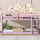 Solid Wooden , Solid Rubber Wooden Twin over Twin Loft Bed with Ladder ,Upper and Bottom Bed Platforms crafted with Strengthened Slats ,Pink
