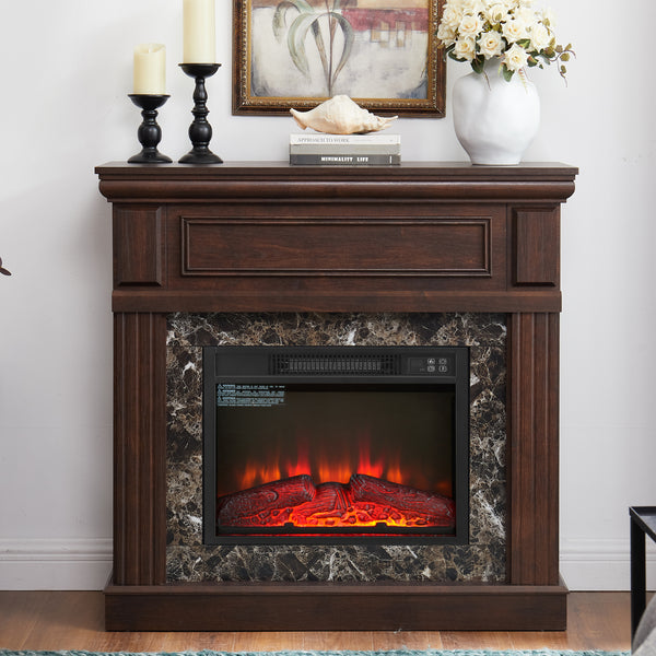 Electric Fireplace with Mantel,fireplace mantel surround with 23' Fireplace Insert, Adjustable Flame, Remote Control, Cherry,41.34'W*14'D*40'H