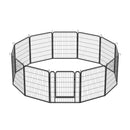 12 Panels Heavy-Duty Metal Playpen with Door, 31.7' H Dog Fence Pet Exercise Pen for Outdoor, Indoor