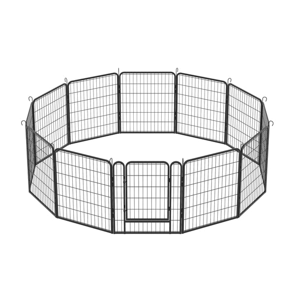 12 Panels Heavy-Duty Metal Playpen with Door, 31.7' H Dog Fence Pet Exercise Pen for Outdoor, Indoor