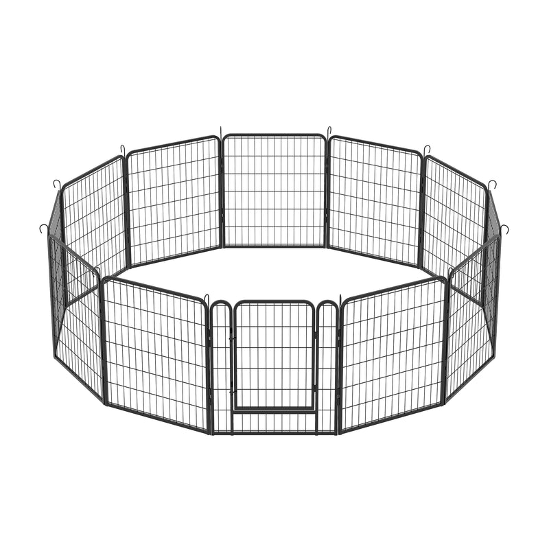 12 Panels Heavy-Duty Metal Playpen with Door, 31.7' H Dog Fence Pet Exercise Pen for Outdoor, Indoor