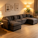 Modern 4seats with 2ottoman 149.61'Sectional Sofa with Waist Pillows,4-seat Upholstered Symmetrical Sofa Furniture,Sleeper Sofa Couch with Chaise Lounge for Living Room,Apartment,3Color