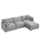 Contemporary Modular Sectional Sofa, 102 Inch L-Shaped Couch Set with Movable Ottoman, Chenille Grey