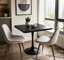 Square Dining Table, 27.6' Tulip Table with Thickened Edge Decor Tabletop & Metal Pedestal, Mid Century Modern Bistro Table for Kitchen, Small Places, Living Room, Cafe (BLACK Color)