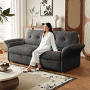 This is a multi-functional sofa with a 81.5-inch convertible sofa bed It is in a two-in-one design,suitable for both sitting and lying It is made of plush fabric and is suitable for both living rooms