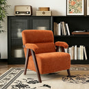 Mid Century Modern Accent Chair with Solid Wood Frame, Upholstered Living Room Chairs with Thick Cushion, Tufted Armchair for Reading Room, Bedroom
