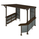 9X10FT Hardtop Grill Gazebo, Lean to Outdoor BBQ Gazebo with Storage Shelves and Expansion Platform, Galvanized Steel Permanent Hard top Grill Canopy for Patio Backyard Lawn Garden -Brown