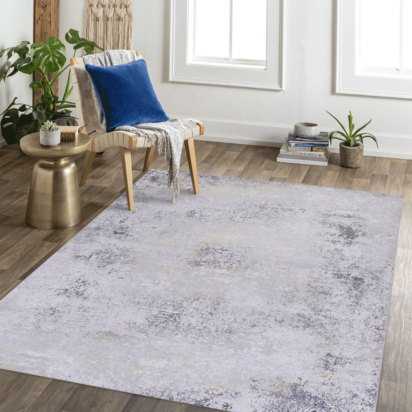 MAVAL Gold Washable Rug 8x10 Area Rug (Gray+Gold, 8' x 10')