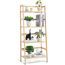 4-Tier Bamboo Ladder Shelf, Rattan Shelf, Trapezoid Open Bookcase, Display Storage Rack Organizer, Freestanding Flower Plant Stand, Ladder Bookshelf Ideal for Bathroom, Bedroom, Office, Study, Natural