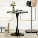 Black Round Dining Table,Modern Dining Table, Dining Table,MDF Tabletop and Iron Spray-Painted Matte Base,Oval Dining Table,Mid Century Coffee Table for Living Room 31 Inch,Home Kitchen,Small Places