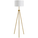 Homcom 59.75' Standing Floor Lamp Fabric Lampshade Steel Tripod, Gold
