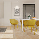 2-Pack Earthy Yellow Modern Lounge Chairs – Indoor/Outdoor All-Weather PP Plastic with 55 Inch White Modern Long Table - Indoor/Outdoor- Lightweight PP Tabletop with Metal