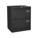Modern Black Metal 2 Drawer Lateral File Cabinet with Lock for Home Office Use