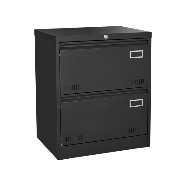 Modern Black Metal 2 Drawer Lateral File Cabinet with Lock for Home Office Use