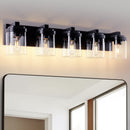 5 Light Bathroom Vanity Light, Matte Black Bathroom Light Fixtures with Clear Glass Shade, Vanity Light Fixtures Over Mirror for Bedroom Living Room(NO BULBS)