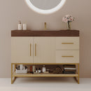 36' Modern Free-Standing Bathroom Vanity with Seamless Ceramic Sink & Sintered Stone Top