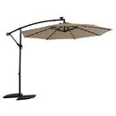 10ft Solar LED Offset Hanging Market Patio Umbrella  ( khaki )(No Base)
