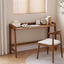 Solid Wood Folding Desk, 49'' Mid Century Modern Computer Desk, Simple Foldable Desk with Cable Groove, Space- Saving, Wooden Study Writing Desk for Home Office, Bedroom, Small Spaces, Walnut